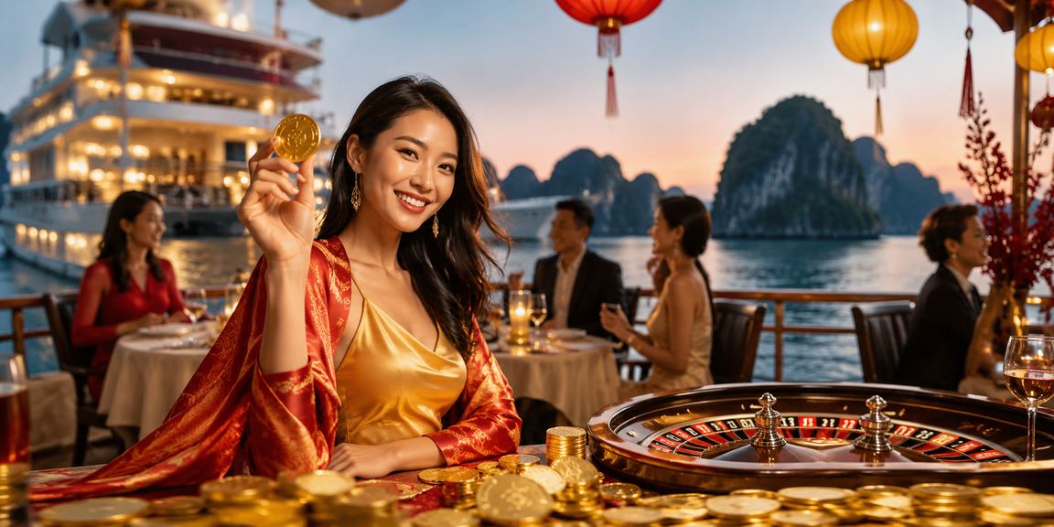 Cảnh chơi roulette trong lễ hội tại vịnh Hạ Long